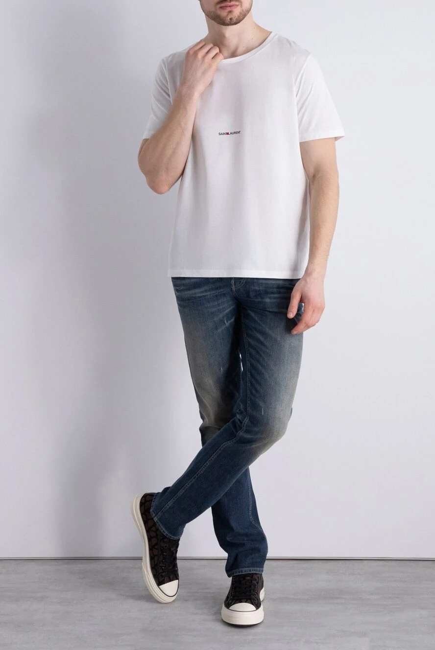 Saint Laurent мужские футболка из хлопка белая мужская купить с ценами и фото 170569 - фото 2