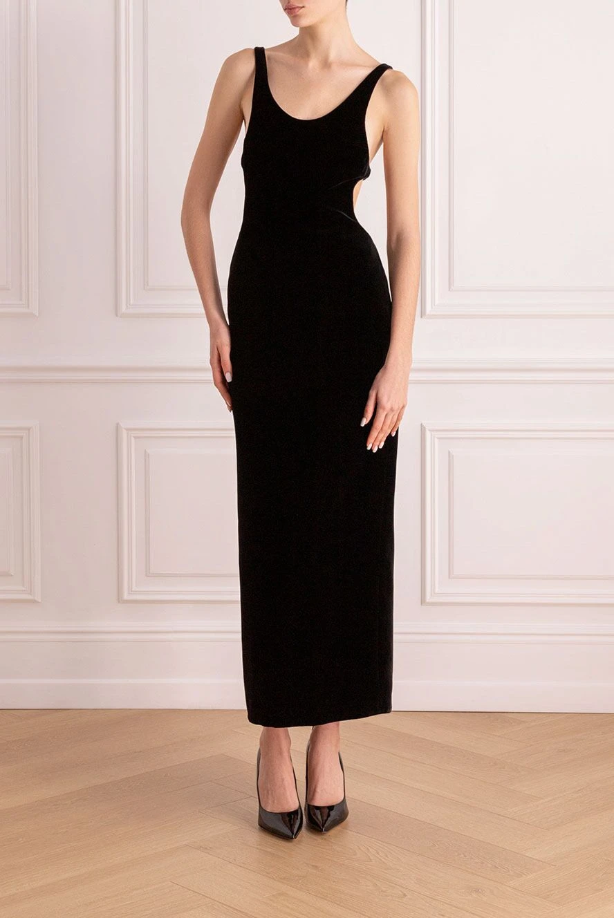 Saint Laurent жіночі сукня з віскози та купри чорна жіноча купити фото з цінами 170794 - фото 2