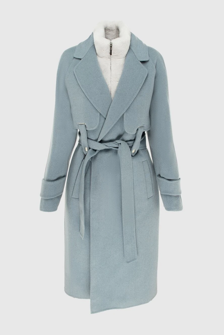 Fabio Gavazzi жіночі пальто з кашеміру та хутра блакитне жіноче купити фото з цінами 171093 - фото 1