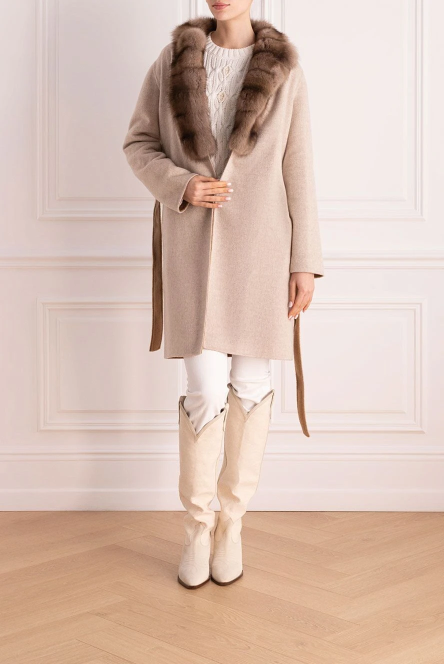 Fabio Gavazzi woman women's beige sable and cashmere coat buy with prices and photos 171094 - photo 2