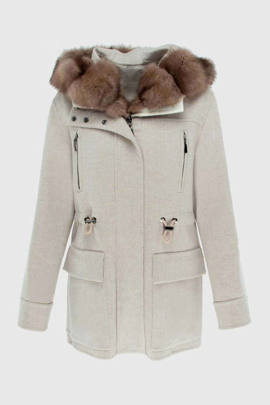 Fabio Gavazzi woman beige women's cashmere and sable fur parka buy with prices and photos 171095 - photo 1