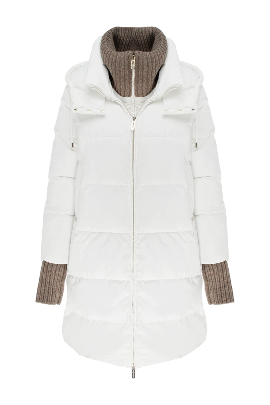 Stilnology белый женский пуховик с вязаным воротником и манжетами 171110 - фото 1