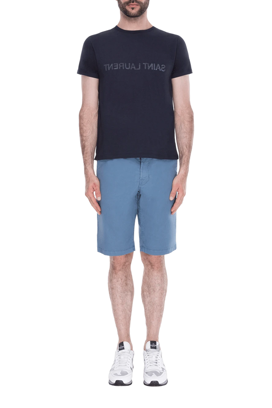 Saint Laurent мужские футболка из хлопка синяя мужская купить с ценами и фото 171140