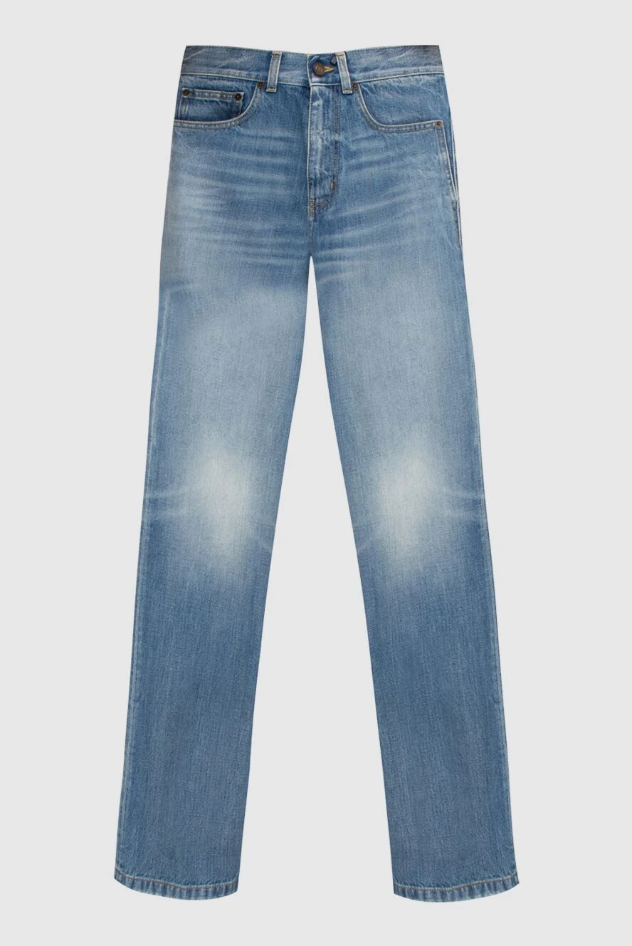 Saint Laurent женские джинсы из хлопка синие женские купить с ценами и фото 171452 - фото 1
