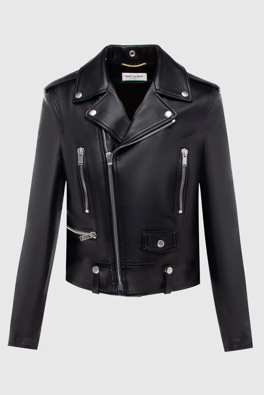 Saint Laurent женские куртка из натуральной кожи черная женская купить с ценами и фото 171454