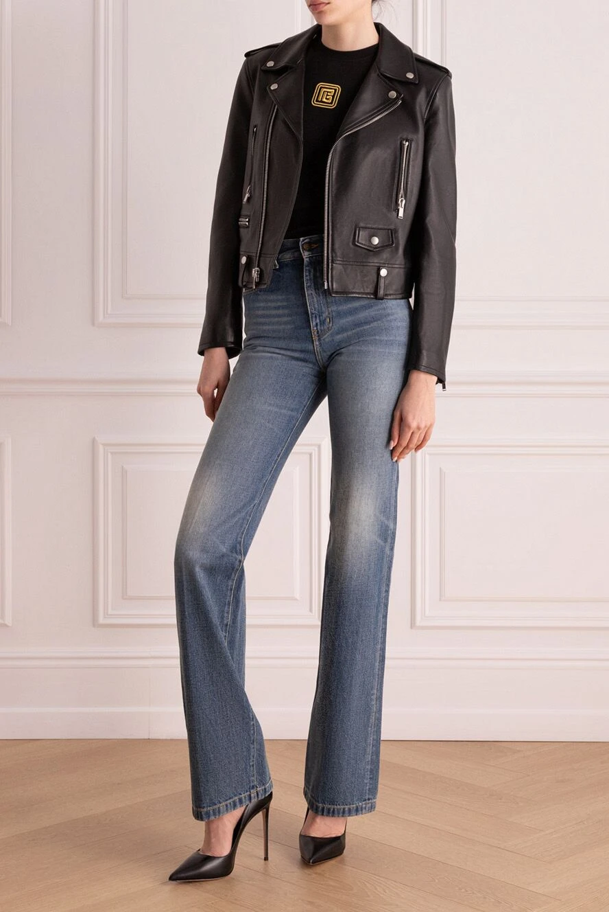 Saint Laurent woman women's black genuine leather jacket buy with prices and photos 171454 - photo 2