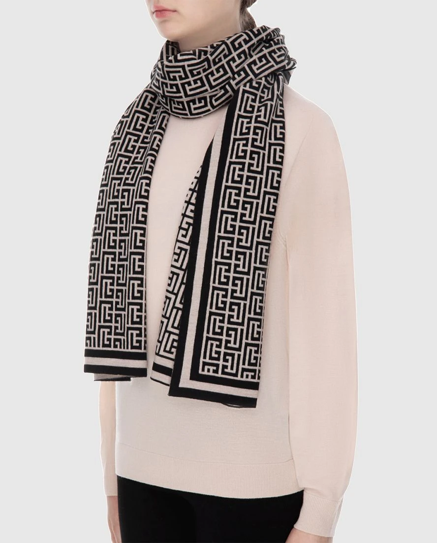 Balmain  шарф шерстяной черный купить с ценами и фото 171510 - фото 2