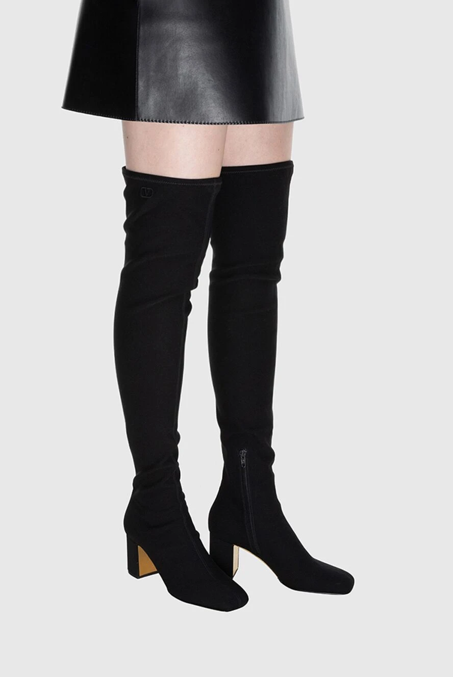 Valentino женские ботфорты из текстиля черные женские купить с ценами и фото 171624