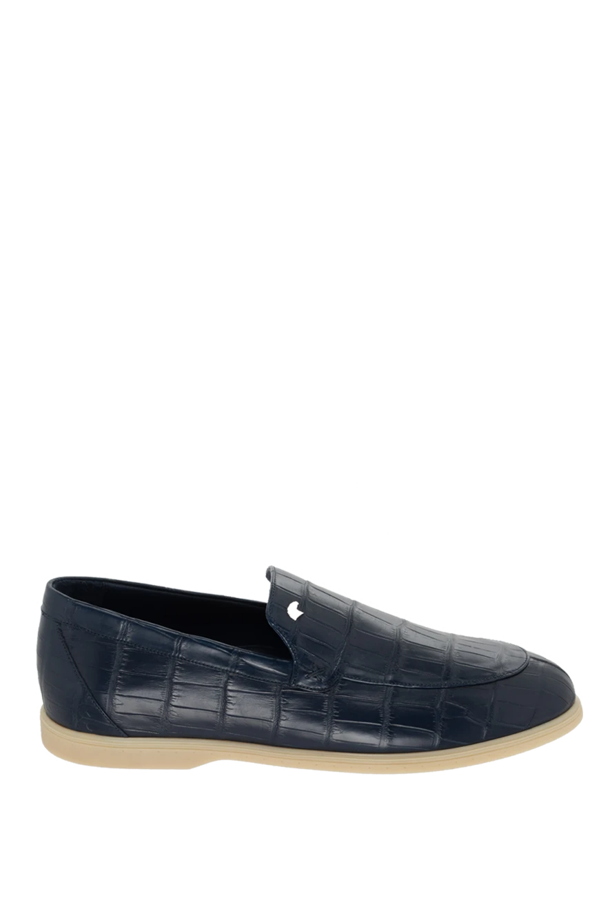 Stefano Ricci лофери зі шкіри крокодила сині чоловічі 171857 - фото 1