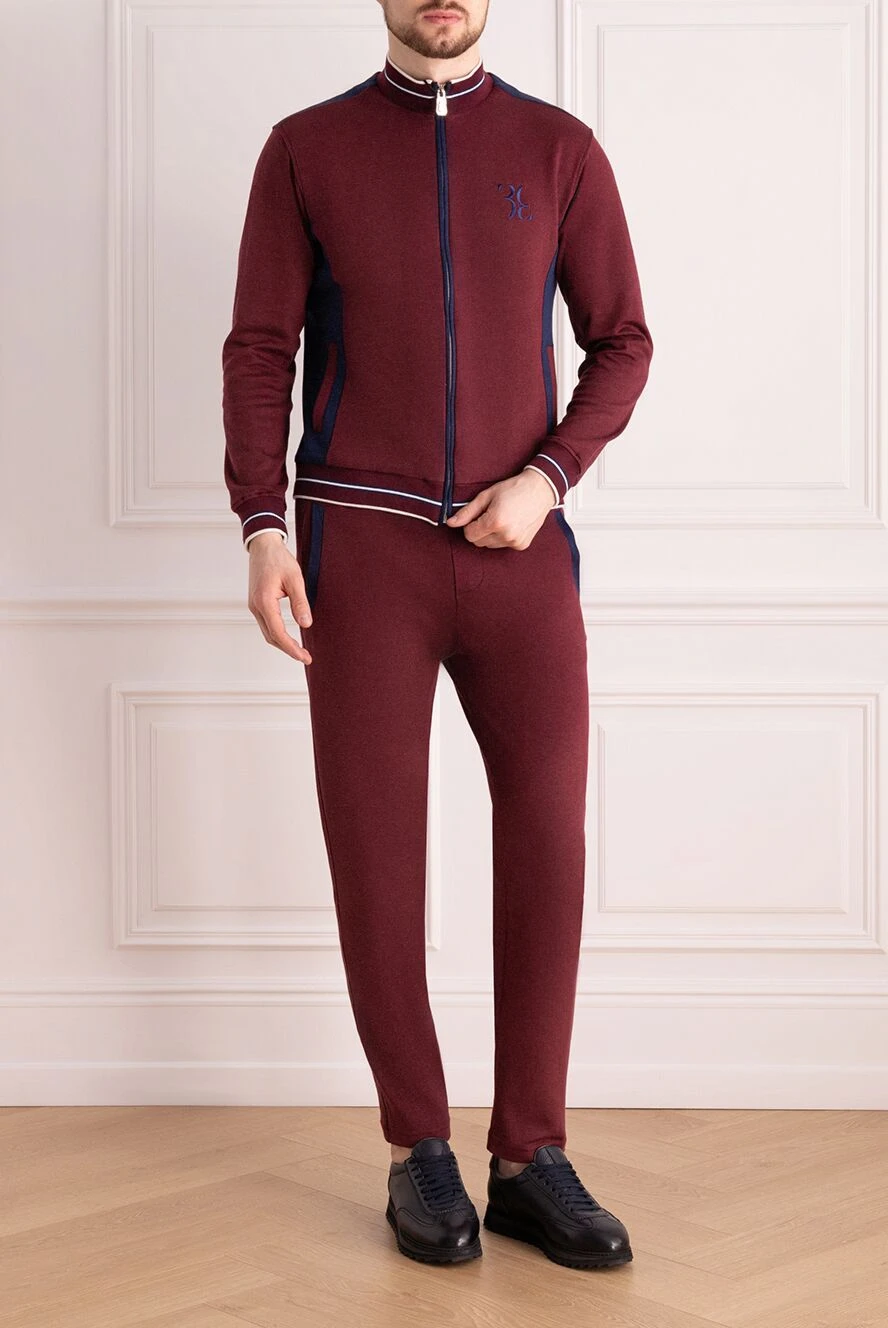 Billionaire man men's sports suit made of silk and cotton, burgundy buy with prices and photos 171956