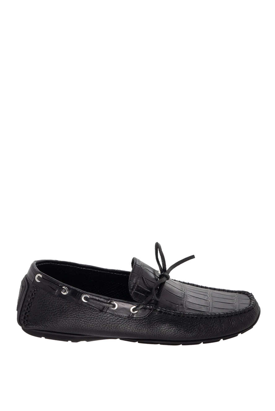 Cesare di Napoli man men's moccasins made of genuine leather and black alligator skin buy with prices and photos 171978