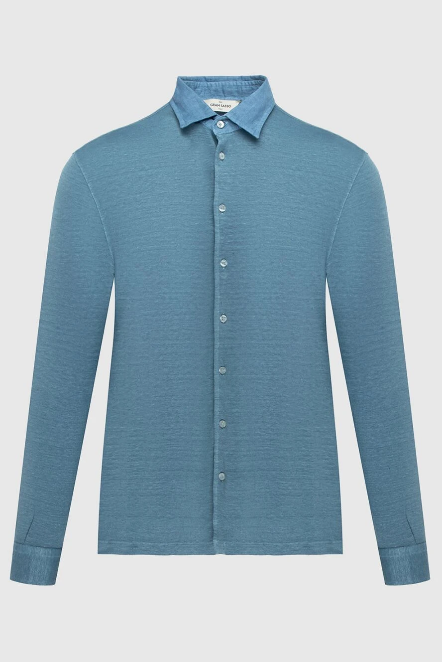 Gran Sasso мужские сорочка из льна и эластана синяя мужская купить с ценами и фото 172027