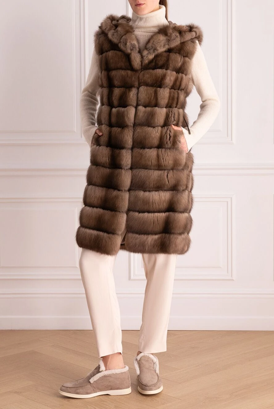 Fabio Gavazzi woman women's brown sable fur vest buy with prices and photos 172161 - photo 2