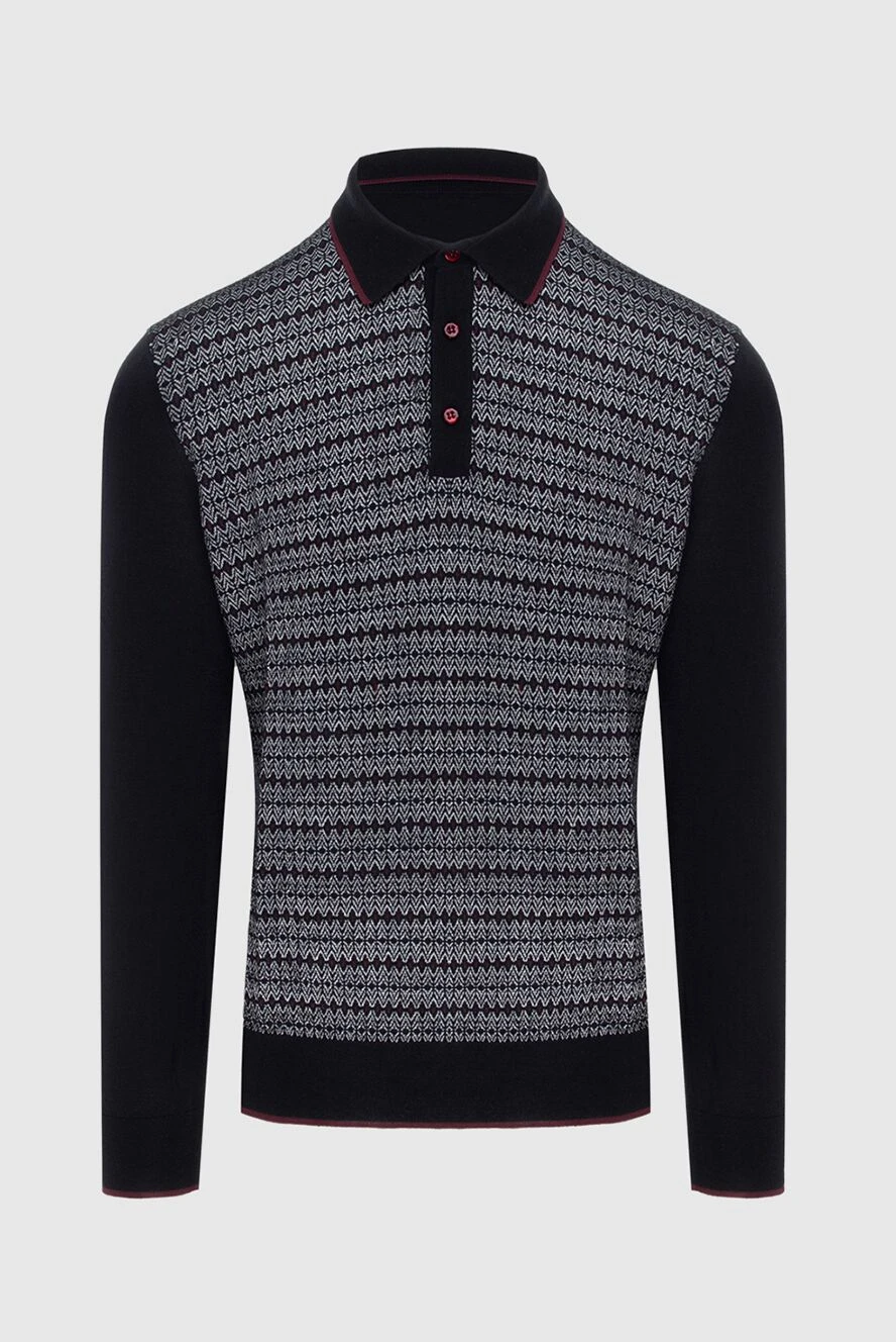 Stefano Ricci поло с длинным рукавом из шелка и кашемира черное мужское 172336 - фото 1