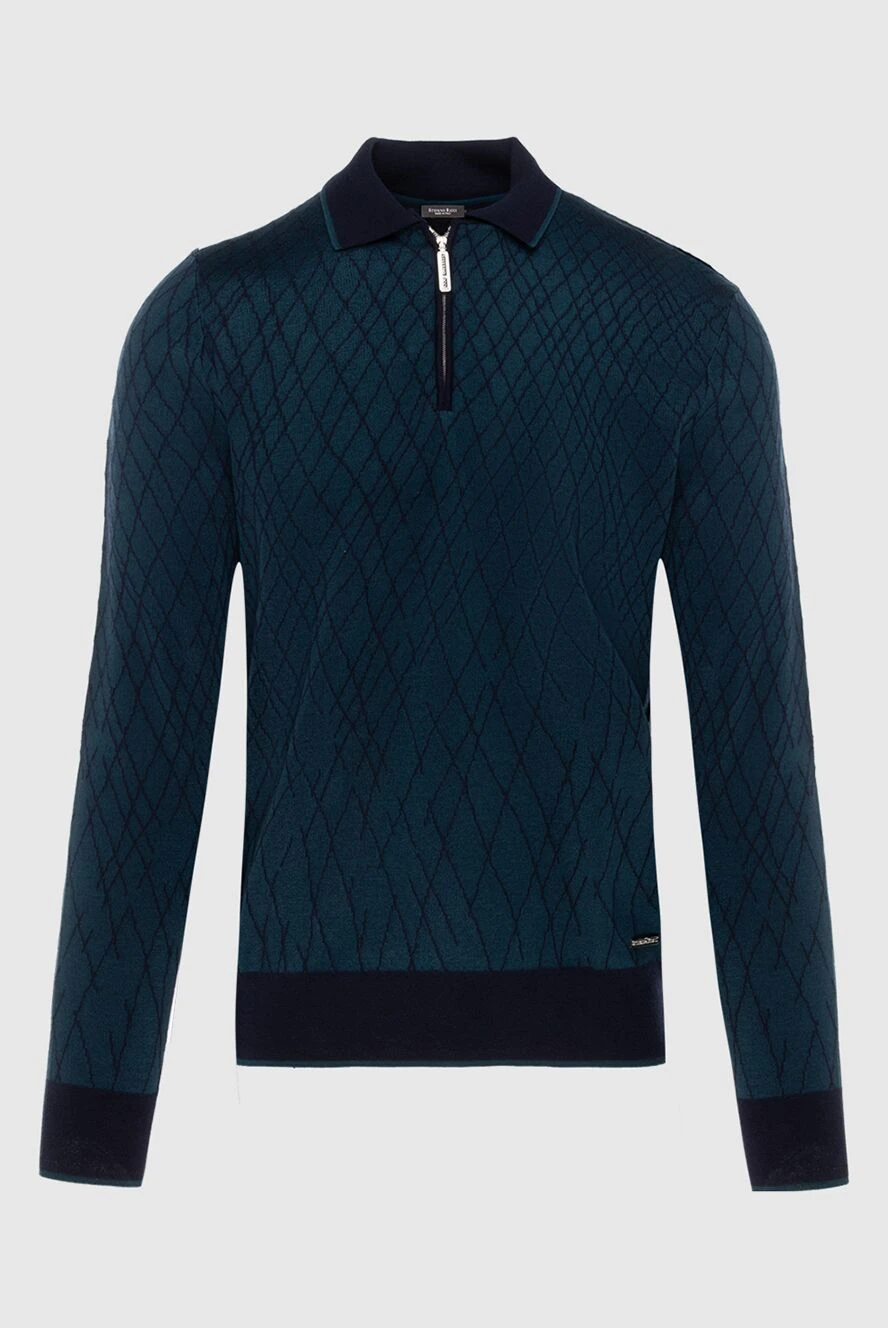 Stefano Ricci dark green polo shirt made of thick knit with geometric texture 172349 - photo 1