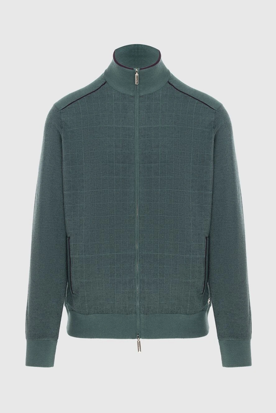 Stefano Ricci кардиган мужской из кашемира и шелка зеленый 172350 - фото 1