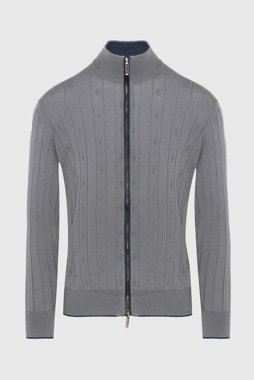 Stefano Ricci кардиган чоловічий з кашеміру, шовку та замші сірий 172358 - фото 1