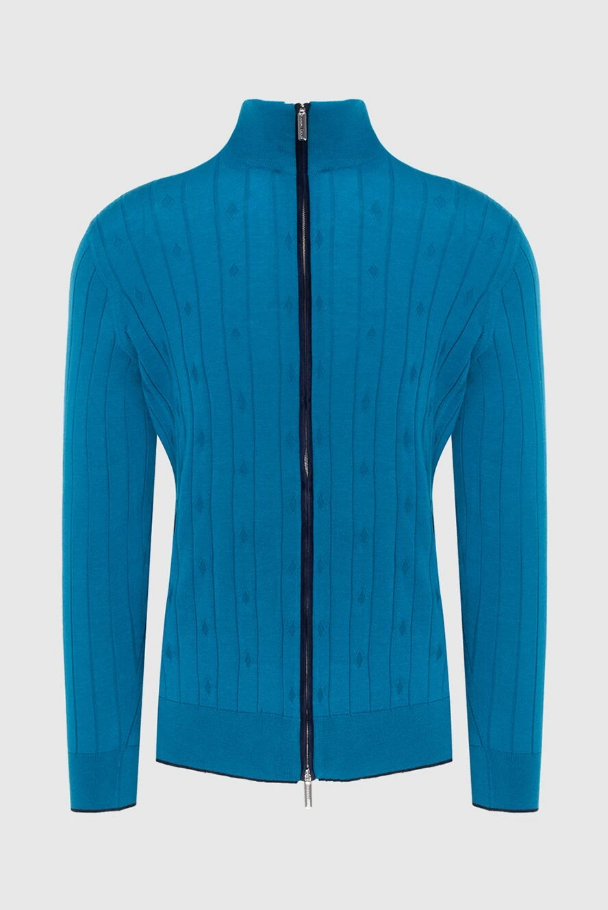 Stefano Ricci кардиган мужской из кашемира, шелка и замши синий 172365 - фото 1