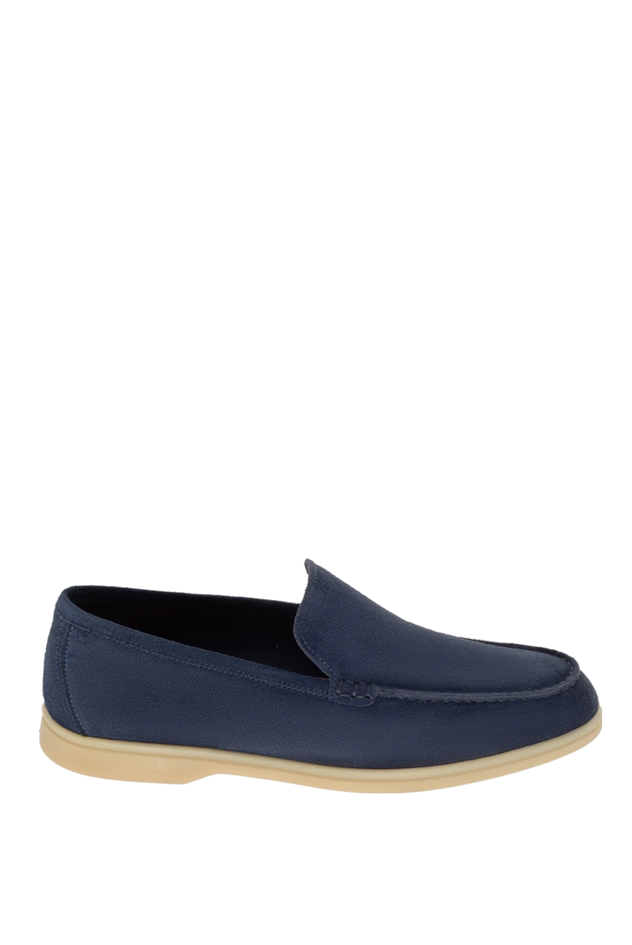 Blue suede loafers for men