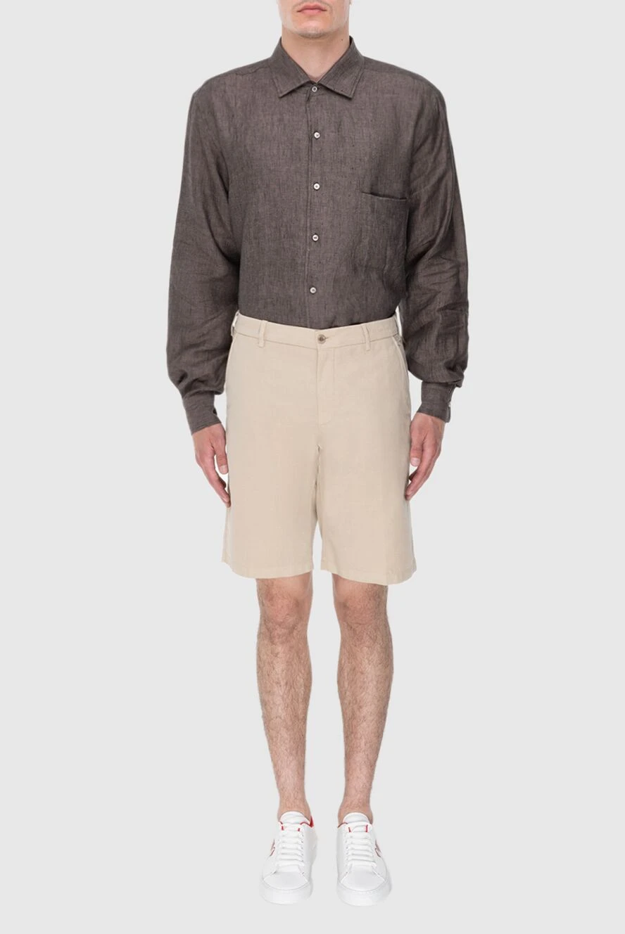 Loro Piana мужские сорочка из льна коричневая мужская купить с ценами и фото 172656