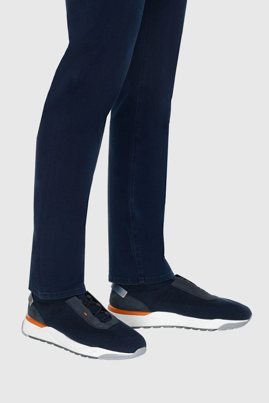 Santoni мужские кроссовки из замши и шерсти синие мужские купить с ценами и фото 172684