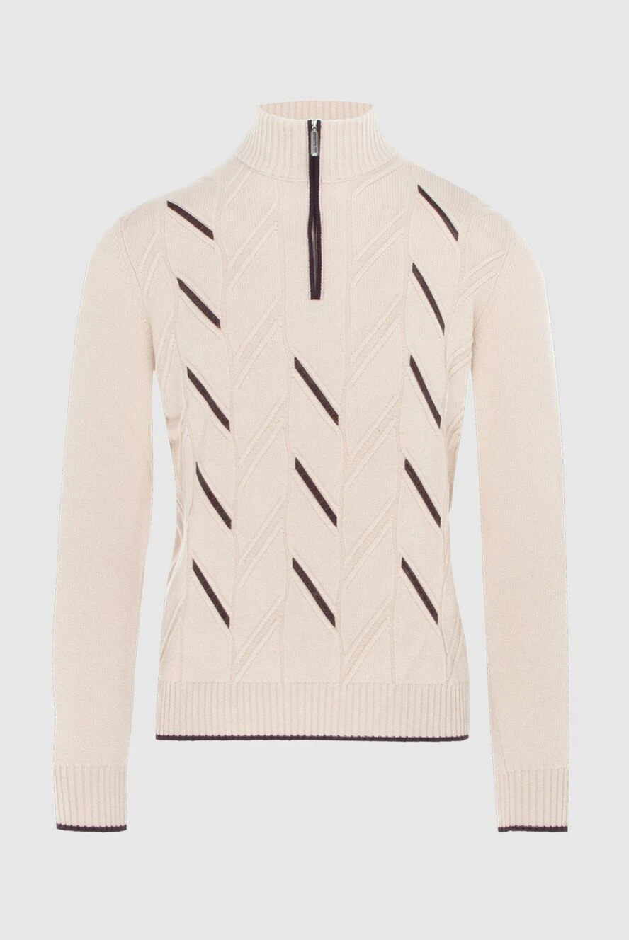 Stefano Ricci cashmere and crocodile leather tee beige for men 172723 - photo 1