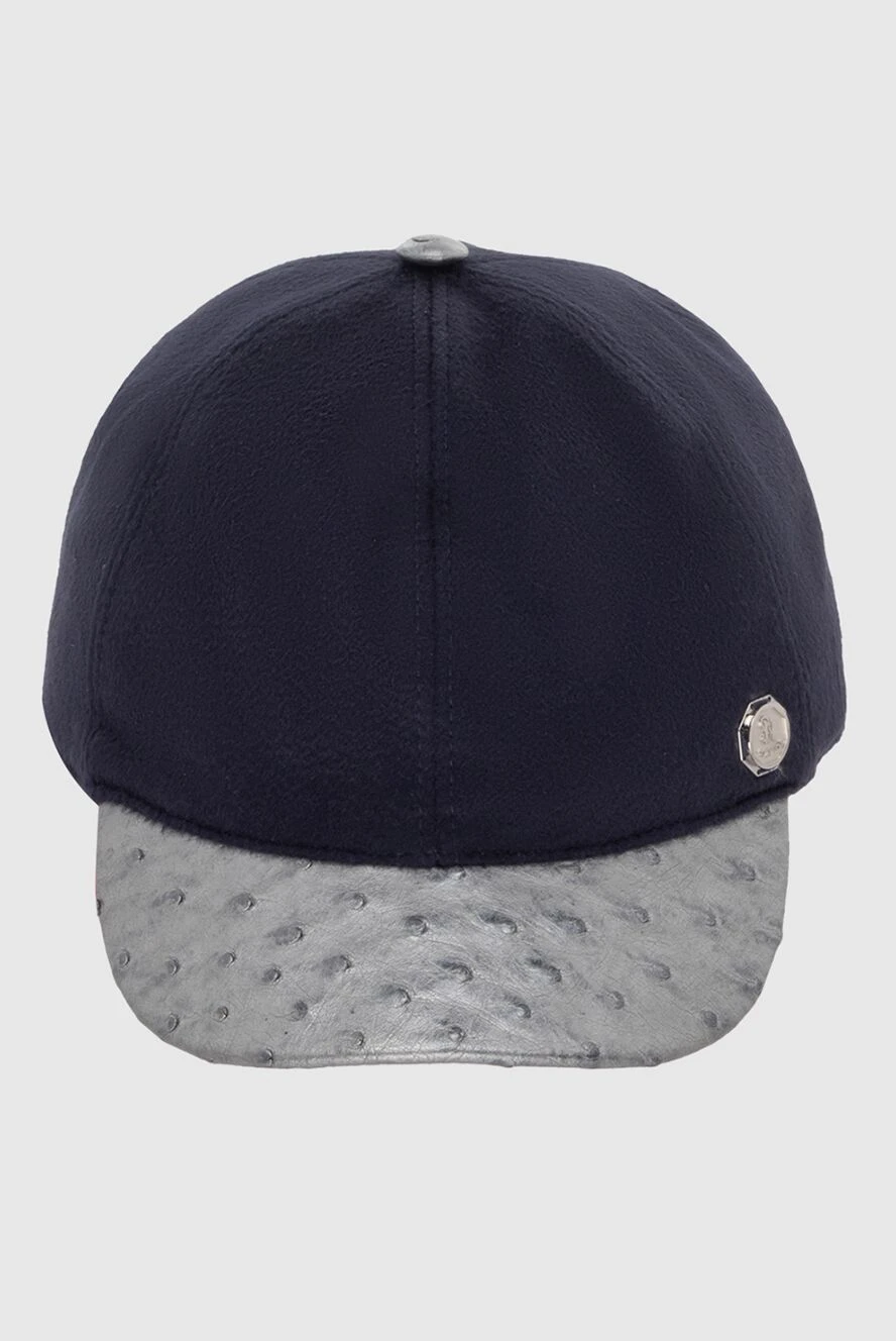 Stefano Ricci кепка з натуральної шкіри та шовку чорна чоловіча 172724 - фото 1