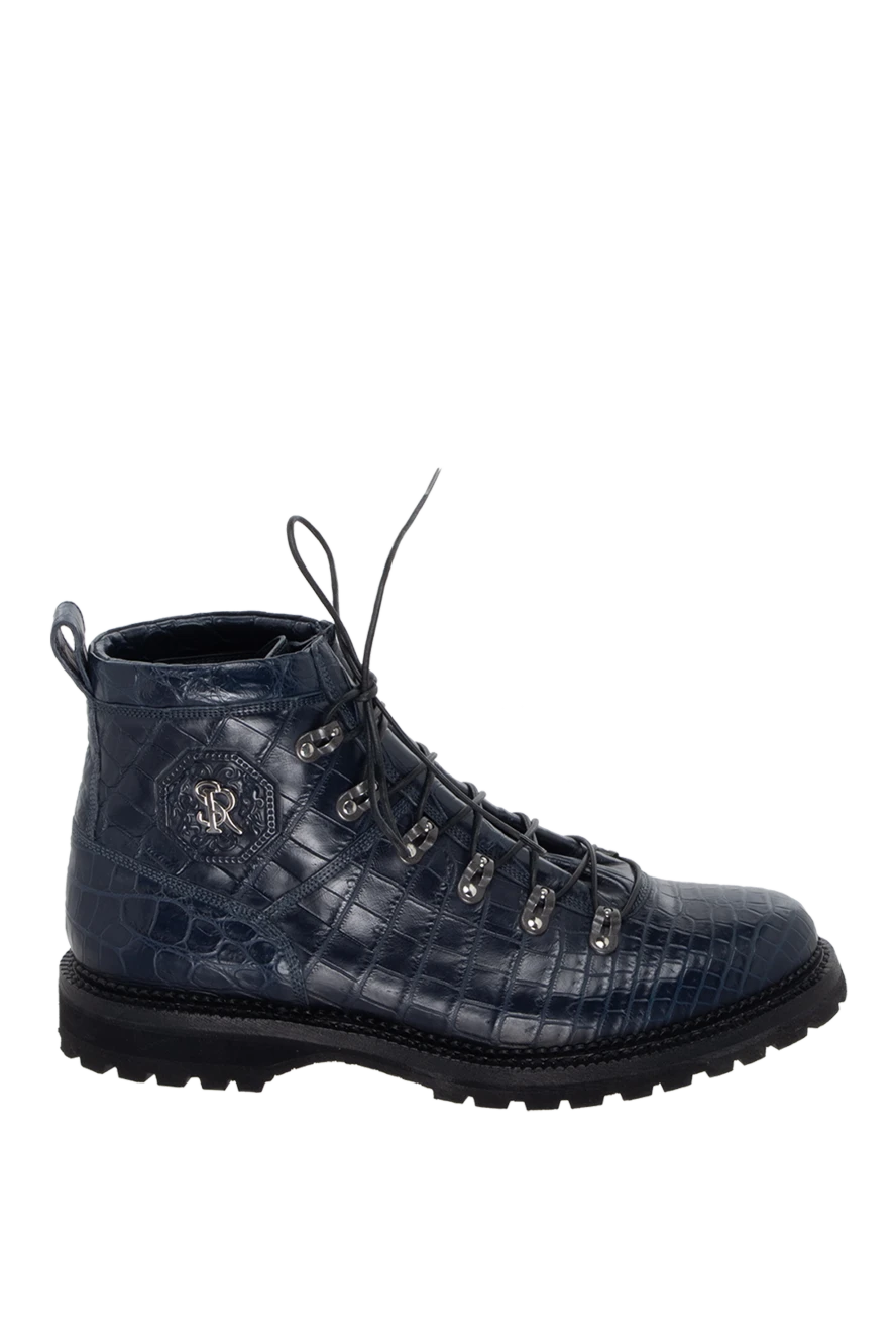 Stefano Ricci dark blue alligator leather boots with a chunky sole 172736 - photo 1