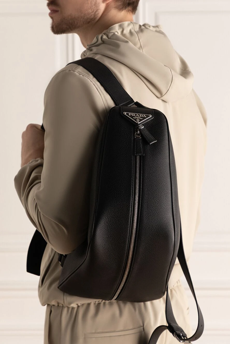 Prada мужские рюкзак из кожи черный мужской купить с ценами и фото 172909 - фото 2