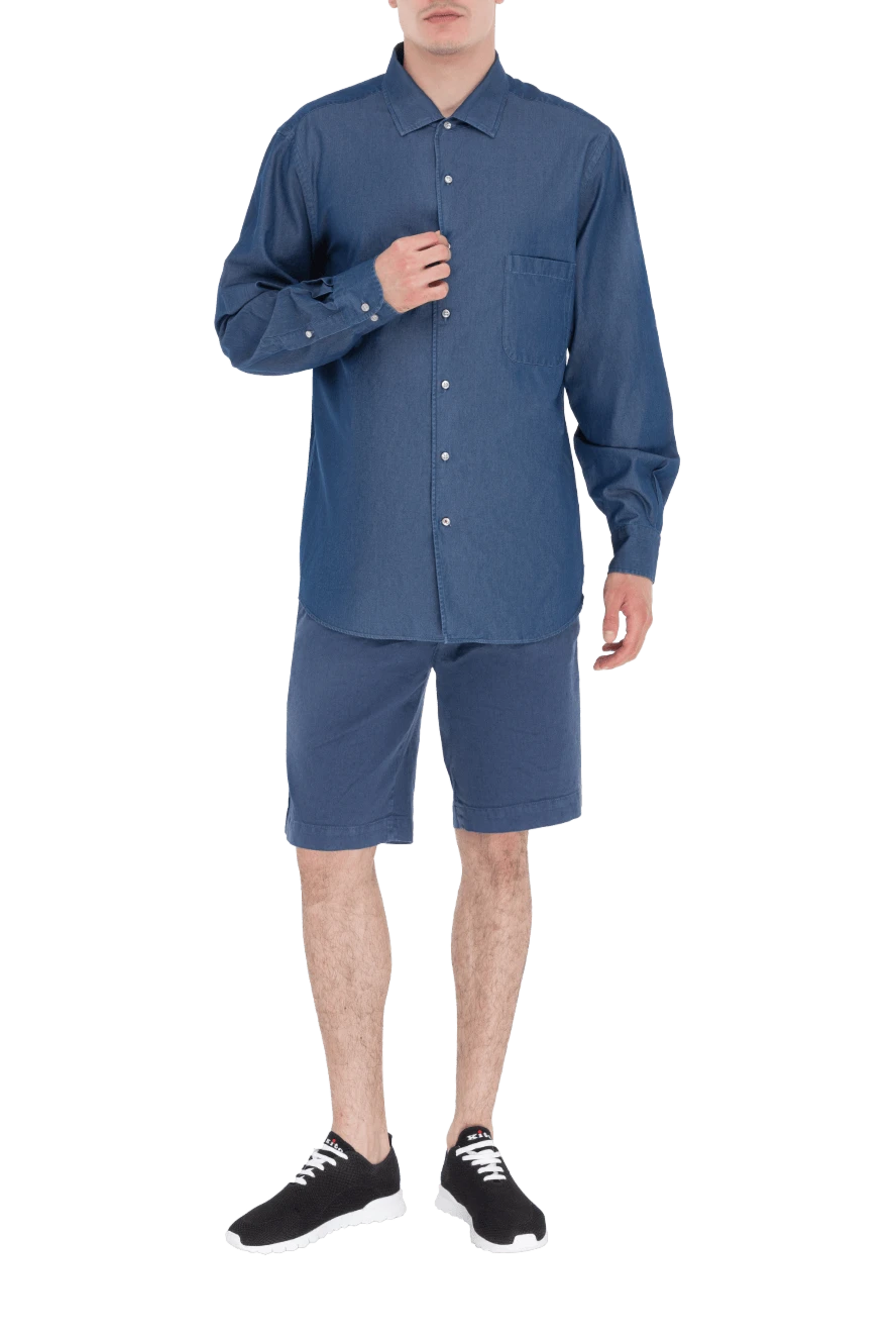 Loro Piana мужские сорочка из хлопка синяя мужская купить с ценами и фото 173003