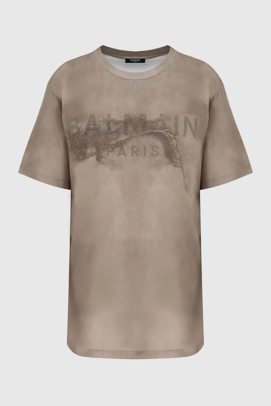 Balmain мужские футболка из хлопка коричневая мужская купить с ценами и фото 173037 - фото 1