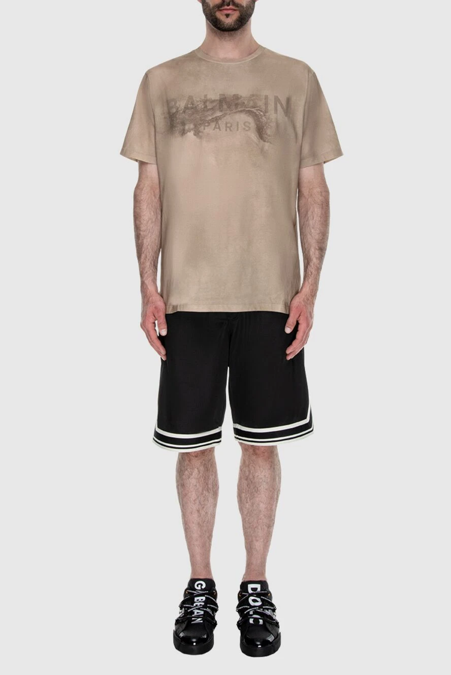 Balmain мужские футболка из хлопка коричневая мужская купить с ценами и фото 173037 - фото 2