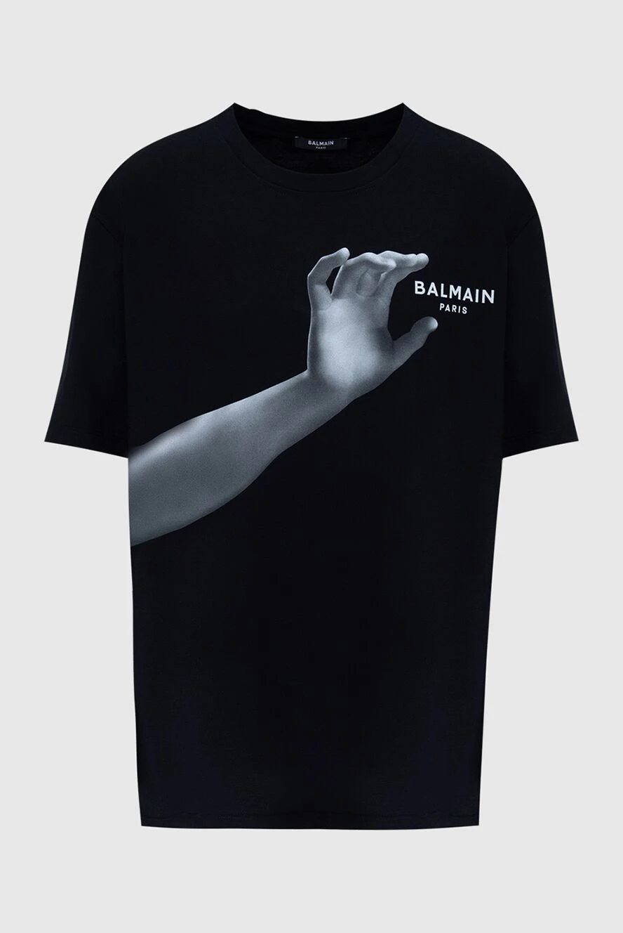 Balmain мужские футболка из хлопка черная мужская купить с ценами и фото 173039 - фото 1