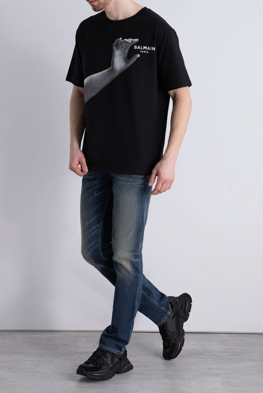 Balmain мужские футболка из хлопка черная мужская купить с ценами и фото 173039 - фото 2