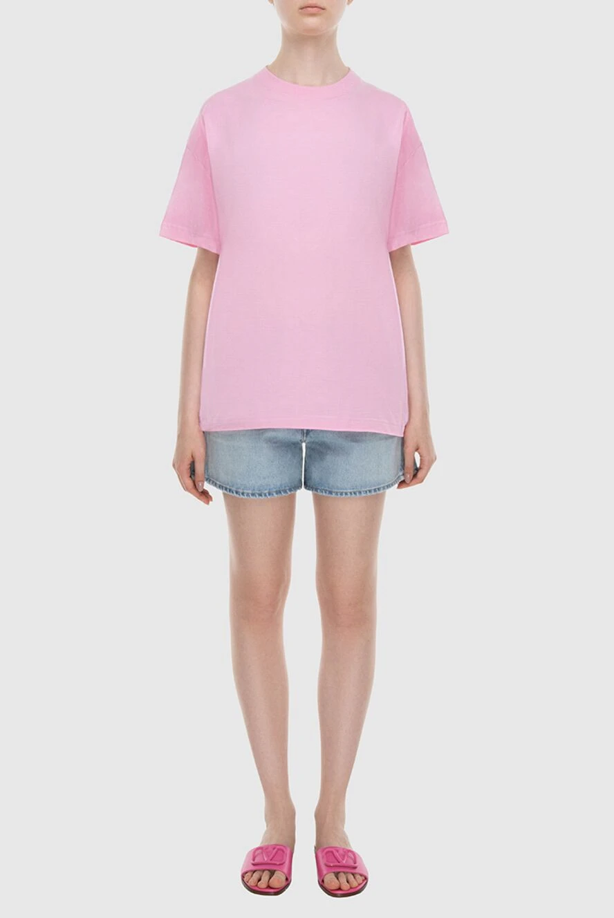 Balenciaga женские футболка из хлопка розовая женская купить с ценами и фото 173095