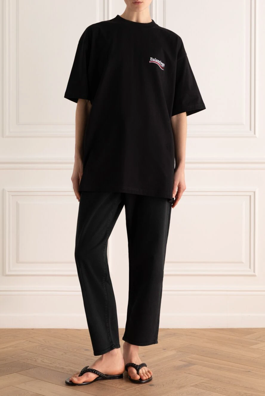 Balenciaga жіночі футболка з бавовни чорна жіноча купити фото з цінами 173096