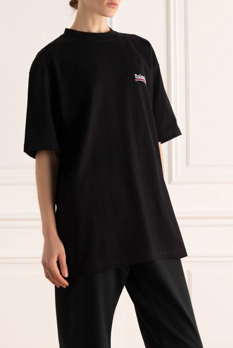Balenciaga женские футболка из хлопка черная женская купить с ценами и фото 173096