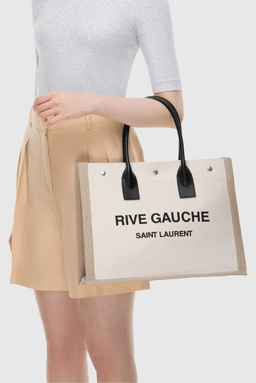Saint Laurent жіночі сумка з текстилю біла жіноча купити фото з цінами 173120