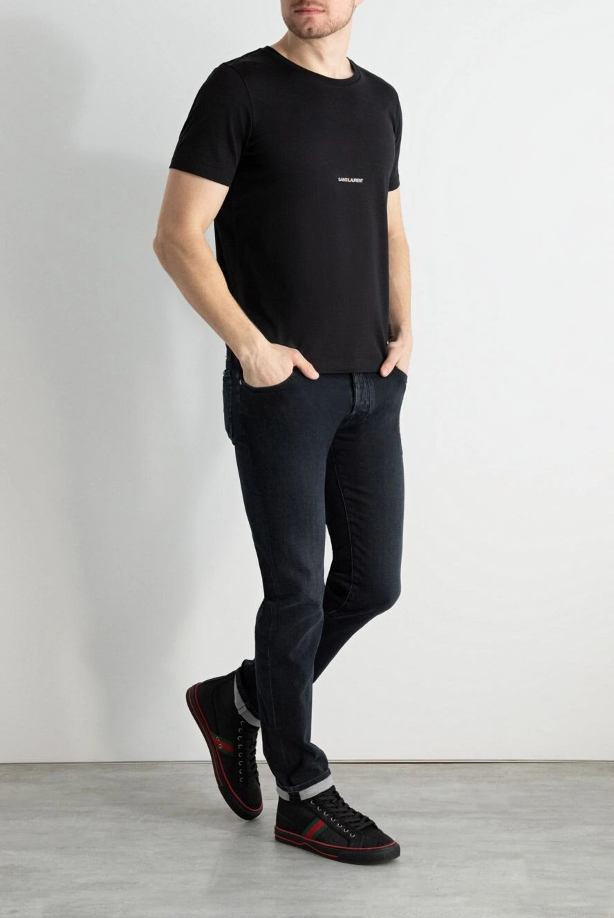 Saint Laurent мужские футболка из хлопка черная мужская купить с ценами и фото 173146