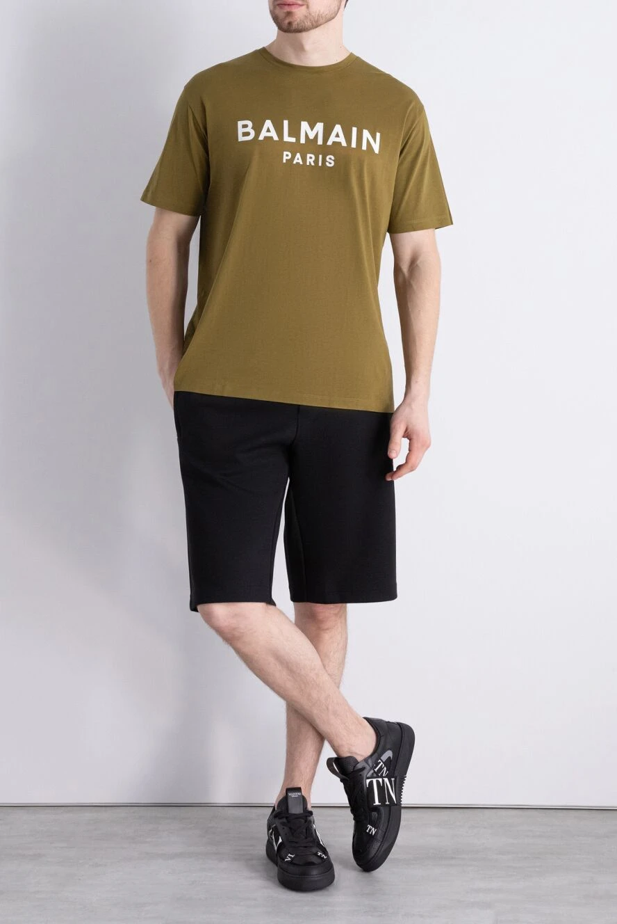 Balmain мужские футболка из хлопка коричневая мужская купить с ценами и фото 173178 - фото 2