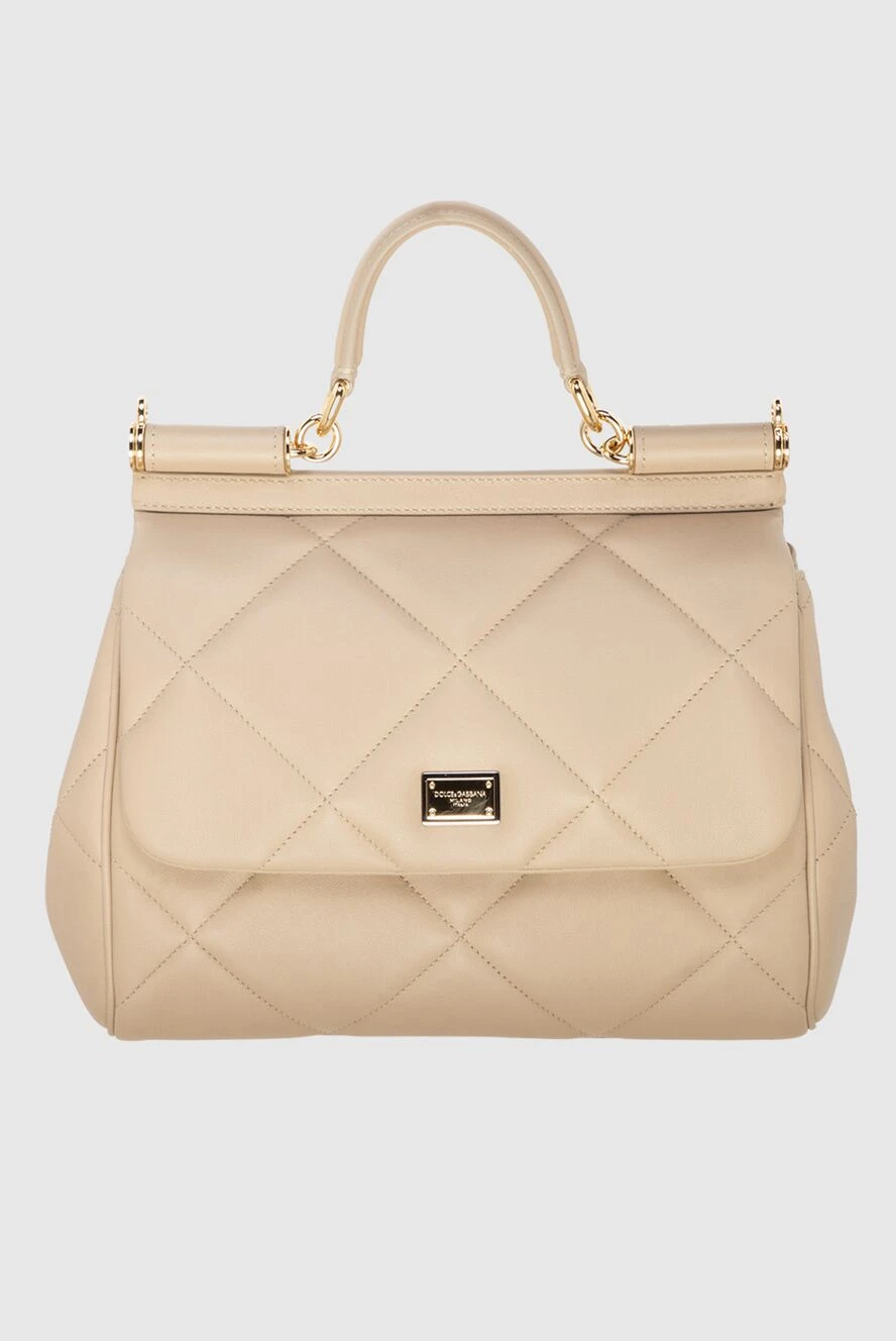 Beige leather bag for women