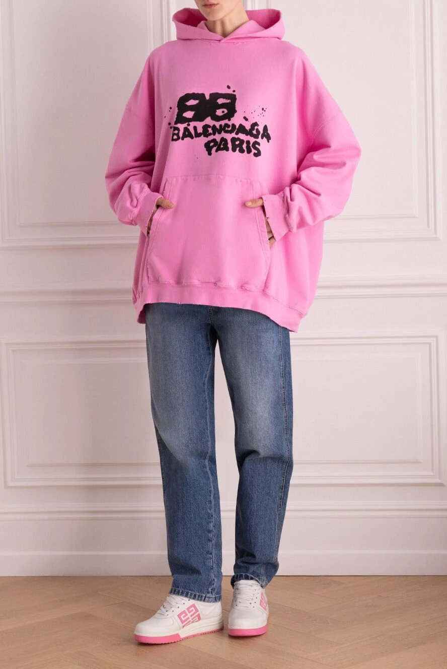 Balenciaga женские худи из хлопка розовое женское купить с ценами и фото 173358 - фото 2