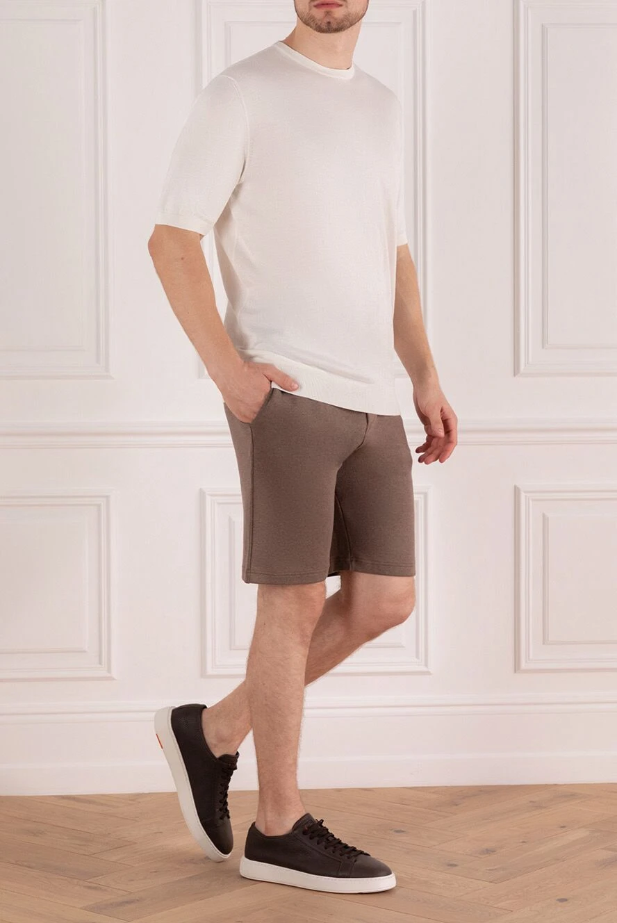 Cesare di Napoli мужские шорты из хлопка мужские коричневые купить с ценами и фото 173460 - фото 2