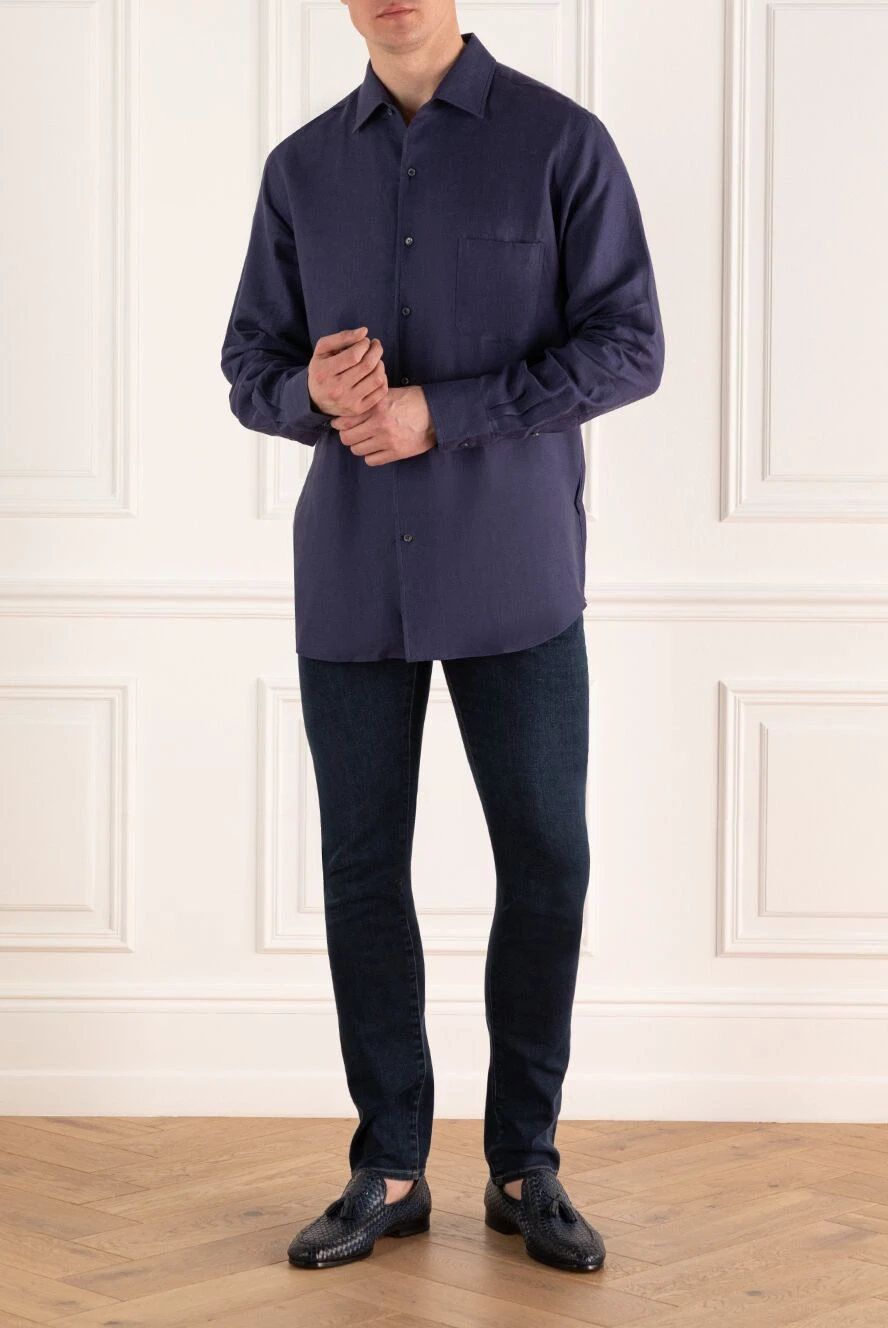 Loro Piana мужские сорочка из хлопка фиолетовая мужская купить с ценами и фото 173468 - фото 2