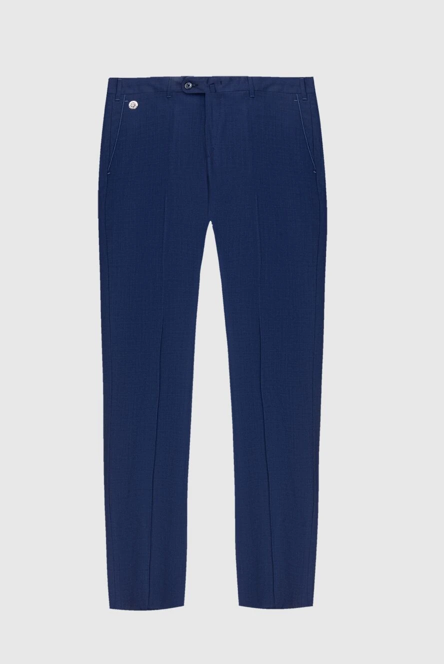 Stefano Ricci classic men's blue woolen pants with a logo on the buttons 173509 - photo 1
