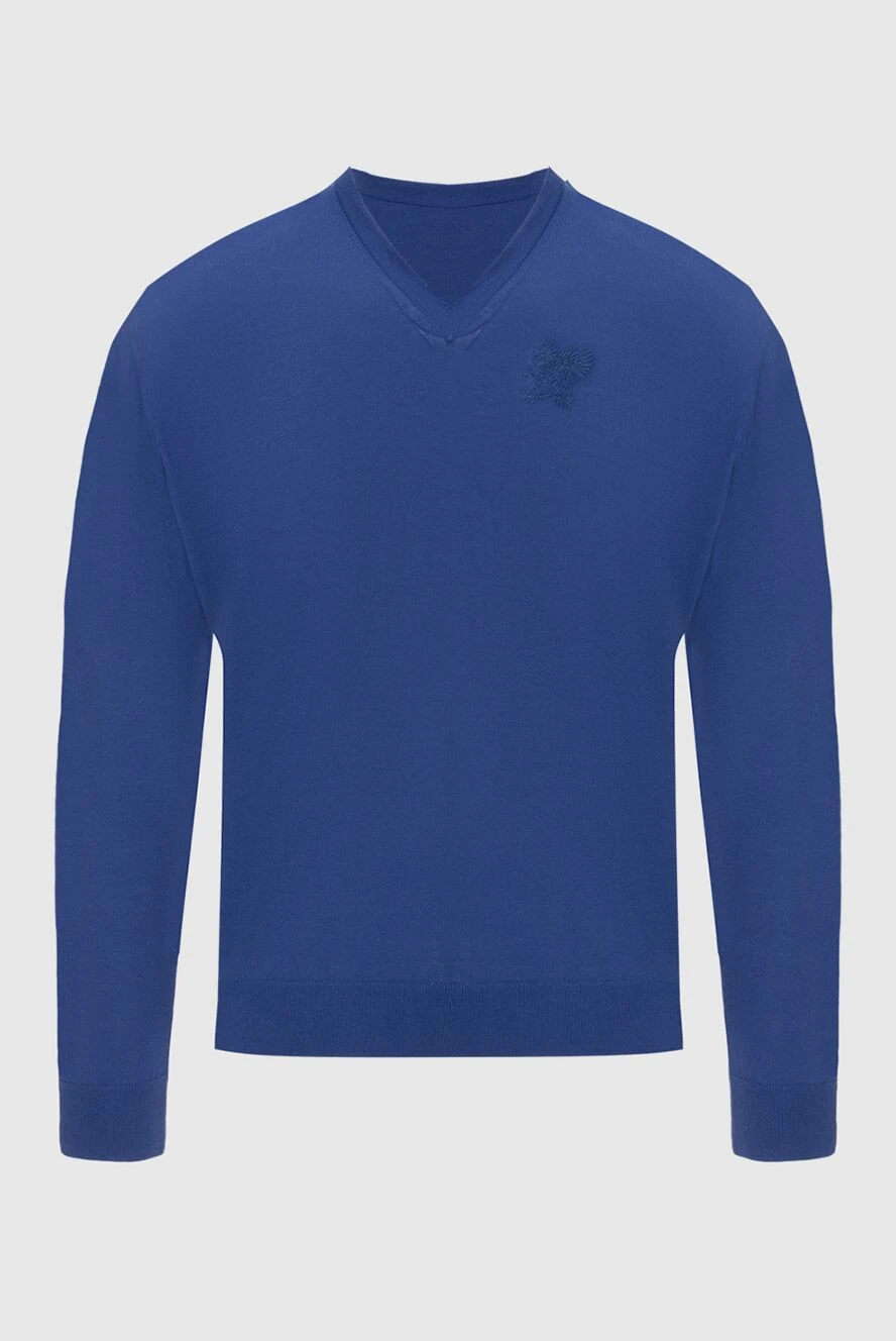 Stefano Ricci blue cotton v-neck pullover (markdown) 195649 - photo 1