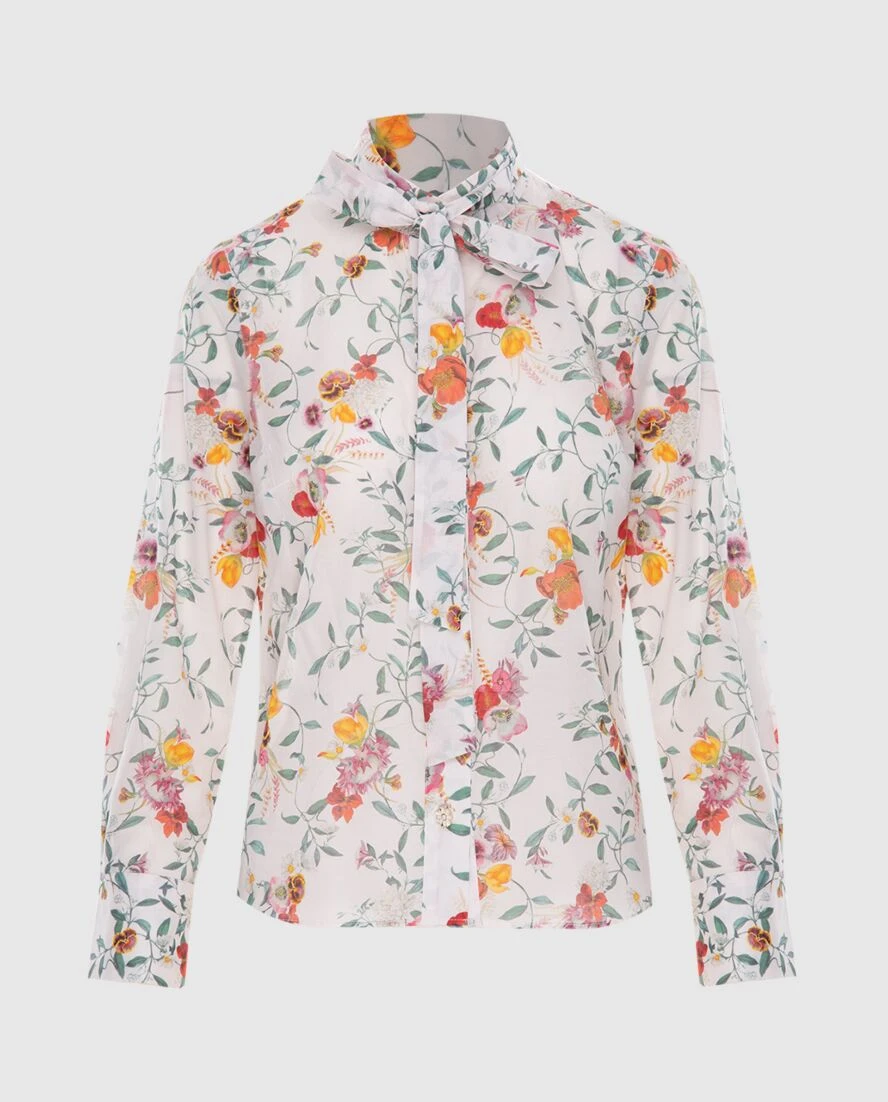 Zimmermann рубашка женская белая хлопковая в цветочный принт 173674 - фото 1