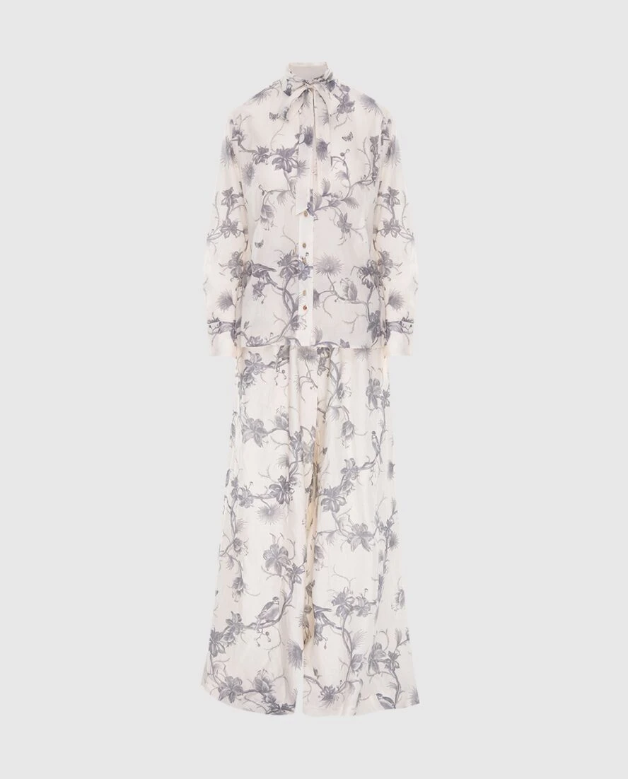 Zimmermann костюм женский белый в цветочный серый принт 173678 - фото 1
