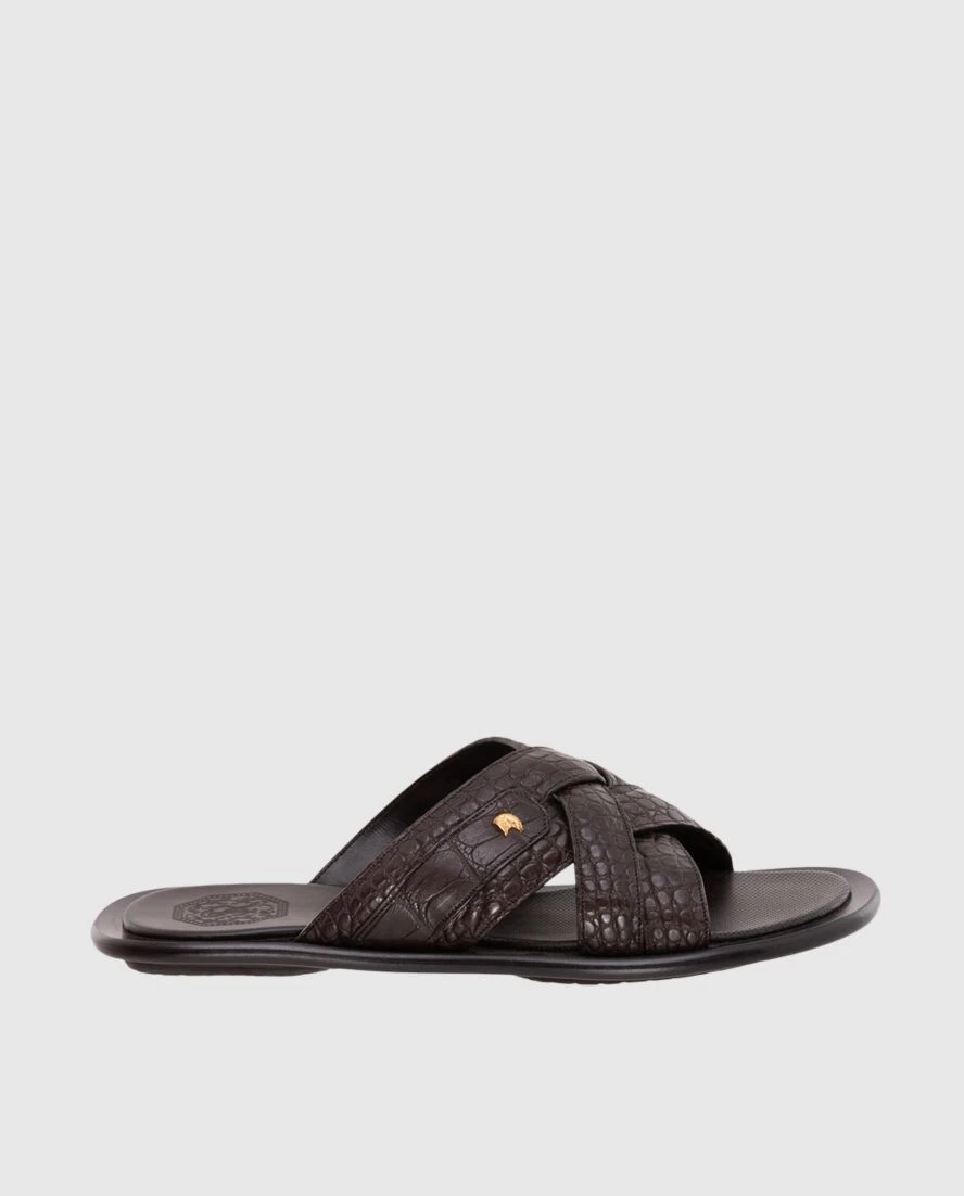 Stefano Ricci сандалии мужские коричневые из фактурной кожи 173722 - фото 1