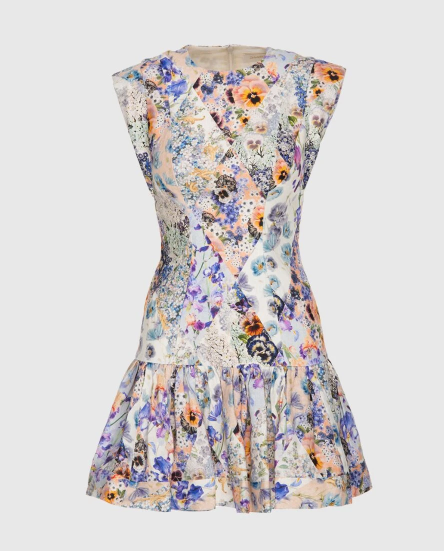 Zimmermann платье женское голубое льняное в цветочный узор 173799 - фото 1